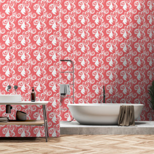Pink and White Elegant Floral Wallpaper