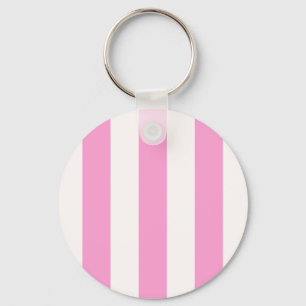 Pink and White Extra Large Stripe Pattern Key Ring
