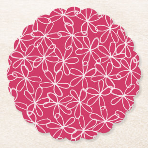 Pink And White Fancy Design Paper Coaster