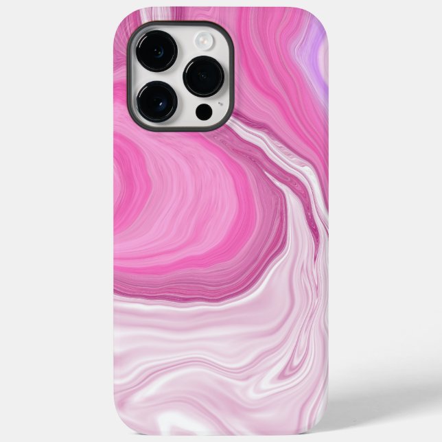 Pink and White Faux Marble Case-Mate iPhone Case (Back)