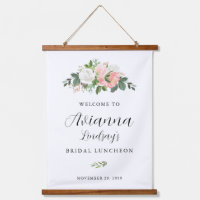 Pink and White Floral Bridal Luncheon Welcome