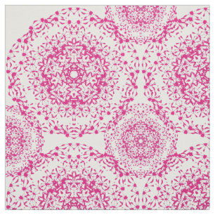 Pink And White Floral Damask Print Fabric