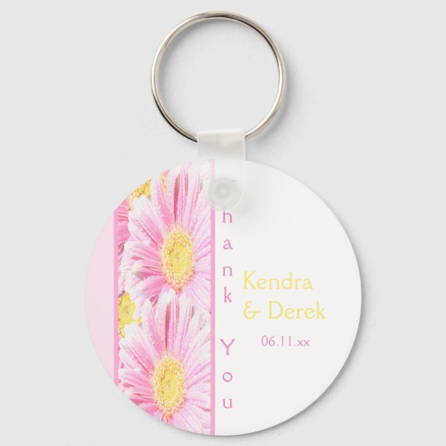 Pink and White Floral Keychain (Front)