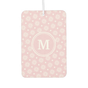 Pink And White Floral Pattern Car Air Freshener
