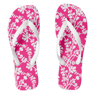 Pink And White Floral Repeating Pattern Jandals