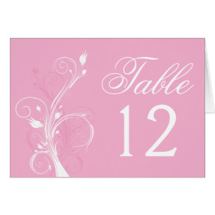 Pink and White Floral Table Number Card
