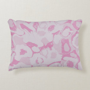 Pink and white floral textile decorative cushion