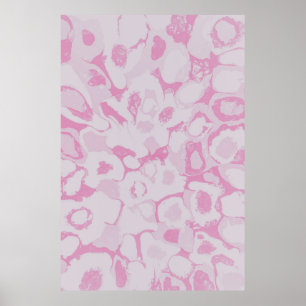 Pink and white floral textile poster