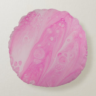 PINK AND WHITE FLORAL TEXTILE ROUND CUSHION