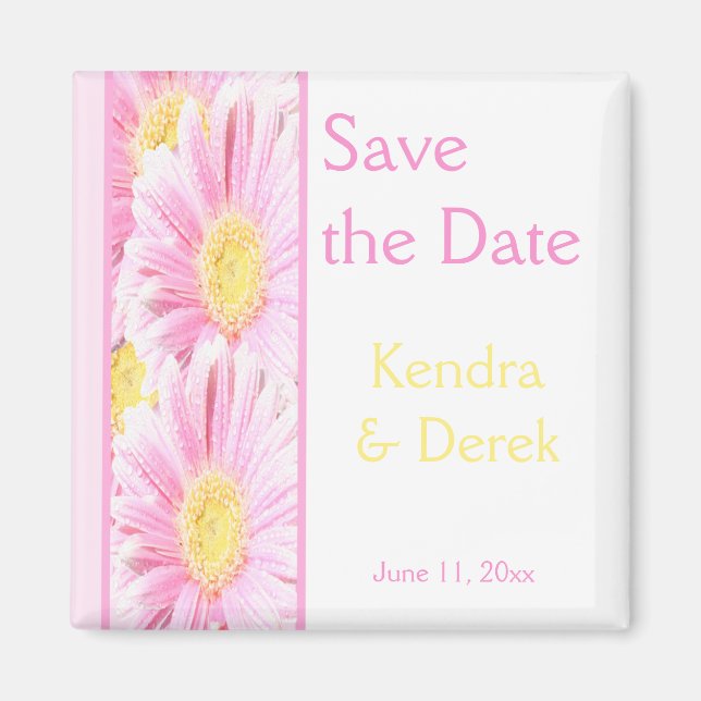 Pink and White Floral Wedding Favour Magnet (Front)