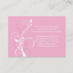 Pink and White Floral Wedding Reception Card