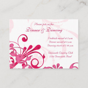 Pink and White Floral Wedding Reception Card