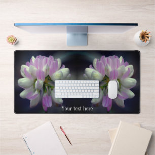 Pink And White Flower Close Up Personalized Desk Mat