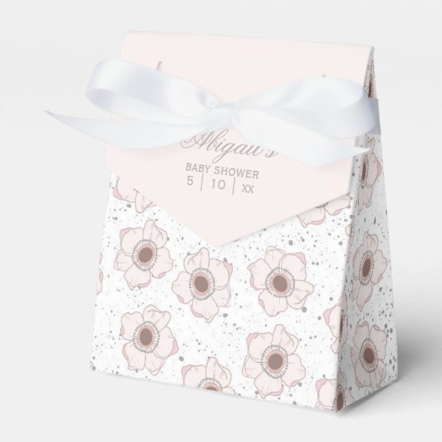 Pink and White Flowers Baby Shower Favour Box (Front Side)
