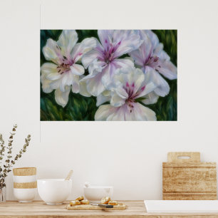 Pink and White Flowers Floral Art Poster Print