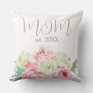 Pink and White Flowers for Mum Cushion