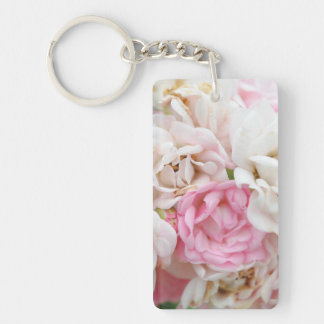 Pink and White Flowers Key Ring