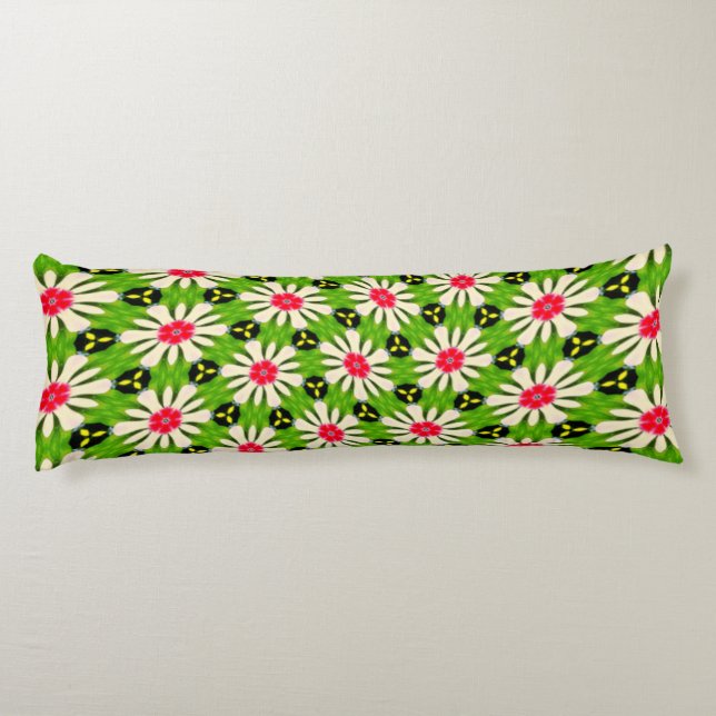 Pink and White Flowers Pattern Body Cushion (Back)