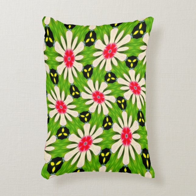 Pink and White Flowers Pattern Decorative Cushion (Front(Vertical))