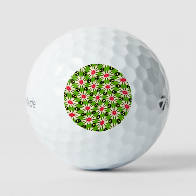 Pink and White Flowers Pattern Golf Balls (Front)