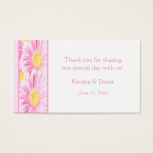 Pink and White Foral Wedding Favour Tag