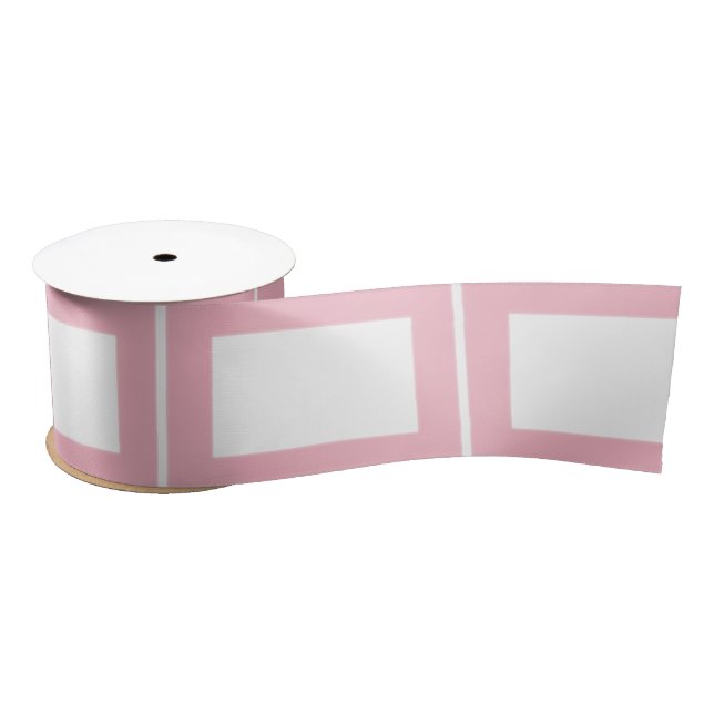 Pink and white frame rectangle satin ribbon (Spool)