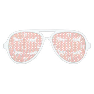 Pink and White Galloping Horses Pattern Aviator Sunglasses