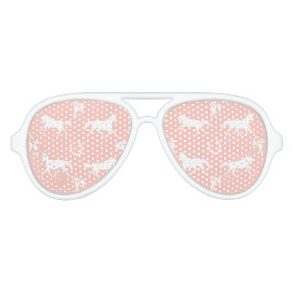 Pink and White Galloping Horses Pattern Aviator Sunglasses