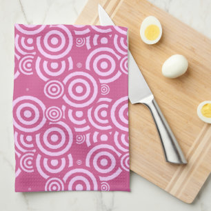 pink and white geometric tea towel