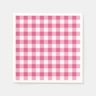 Pink And White Gingham Check Pattern Napkin