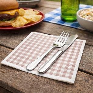Pink and White Gingham Check Pattern Napkin