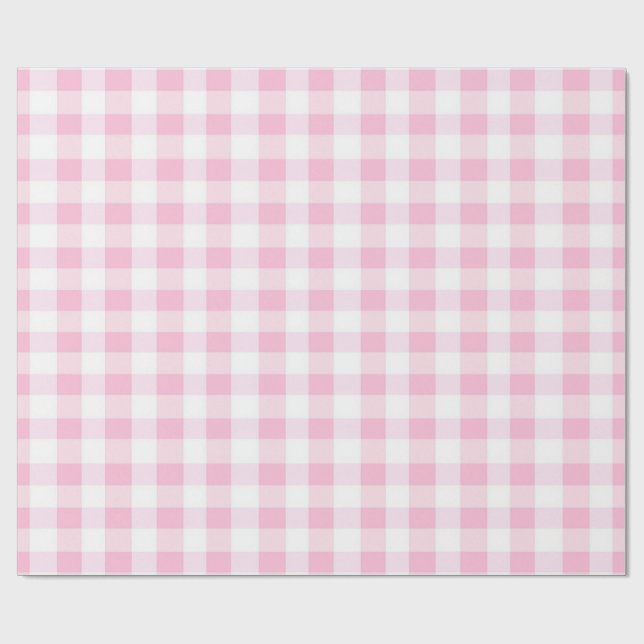 Pink and White Gingham Gift Wrap (Flat)