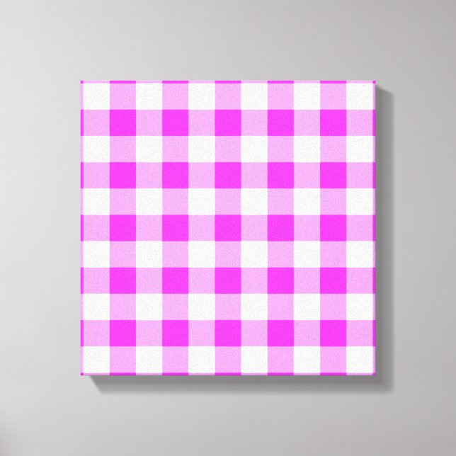 Pink and White Gingham Pattern Canvas Print (Front)