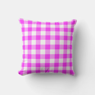 Pink and White Gingham Pattern Cushion