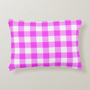 Pink and White Gingham Pattern Decorative Cushion