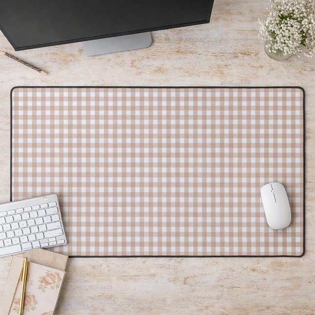Pink and White Gingham Pattern Desk Mat (A desk mat done in pink & white gingham.)