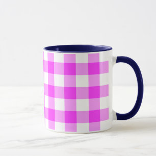 Pink and White Gingham Pattern Mug