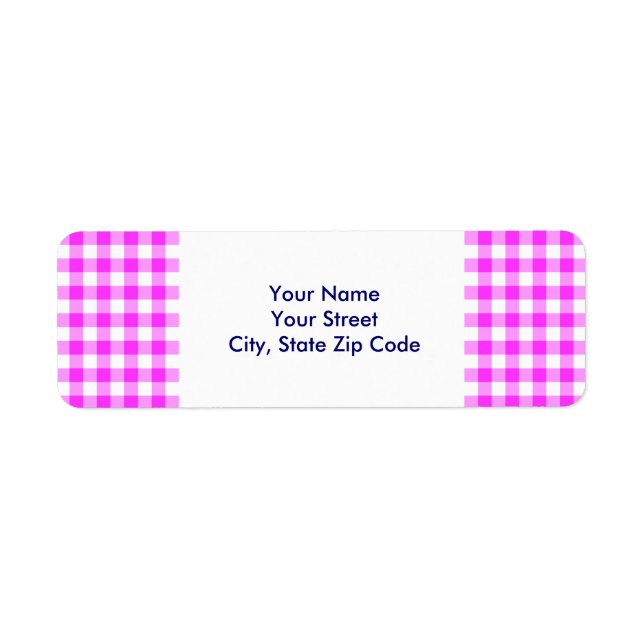 Pink and White Gingham Pattern return address (Front)