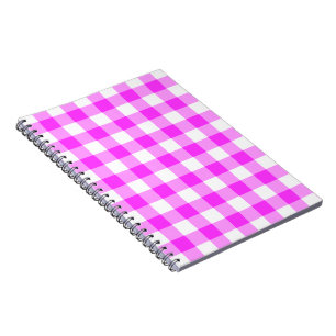Pink and White Gingham Pattern Spiral Notebook
