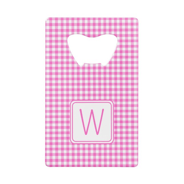 Pink and White Gingham Plaid Monogram (Front)