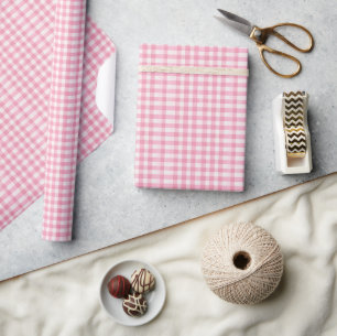 Pink and White Gingham Wrapping Paper