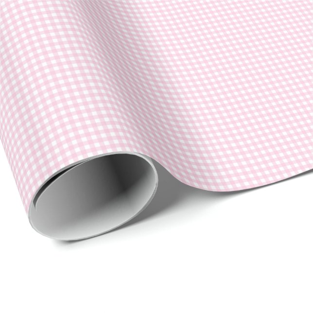 Pink and White Gingham Wrapping Paper (Roll Corner)