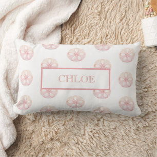 Pink and White Girls Sand Dollar personalised  Lumbar Cushion