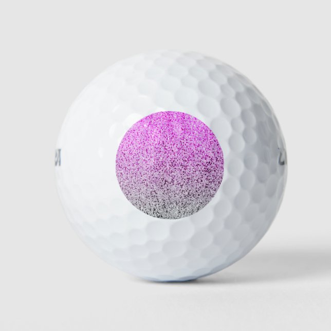 Pink and White Glitter Sparkle Shiny Shimmer Golf Balls (Front)