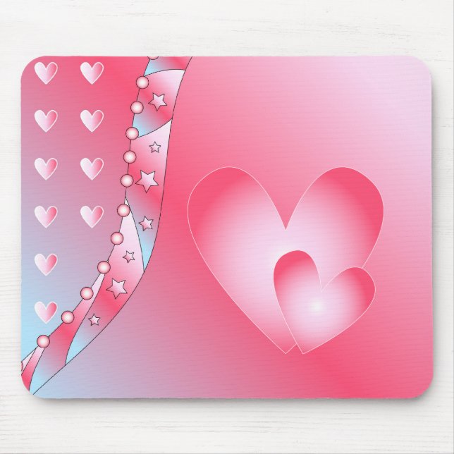 Pink and white heart mouse pad (Front)