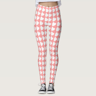 Pink and White Heart Pattern Girly Leggings