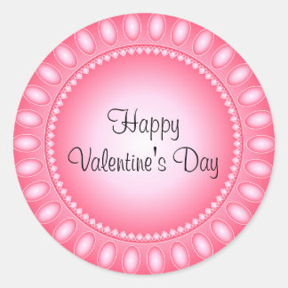 Pink and white hearts and dots classic round sticker