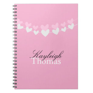Pink and White Hearts Personalised Notebook