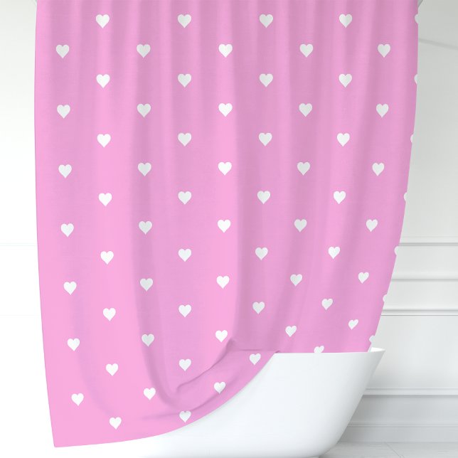 Pink and White Hearts Shower Curtain (Creator Uploaded)