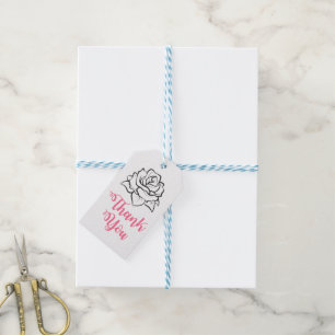 Pink And White Hearts Wedding Thank You Party Gift Tags
